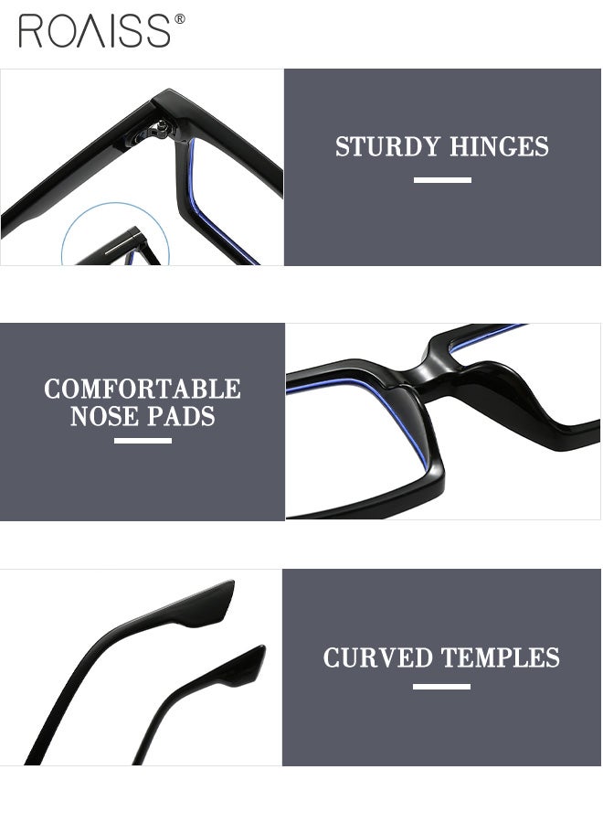 roaiss 3 Pcs Blue Light Blocking Glasses for Women Men, Blue Light Filter, Retro Rectangular Computer Glasses Anti Eye Strain UV Glare, Gaming Glasses 60mm - Image 2